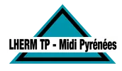 Voici le logo de la marque LHERM T.P - MIDI PYRENEES qui représente son identité graphique.