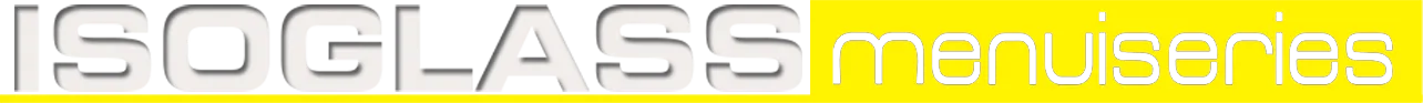 Voici le logo de la marque ISOGLASS MENUISERIES qui représente son identité graphique.