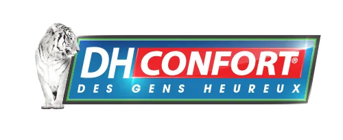 Voici le logo de la marque LC DIFFUSION (DH CONFORT- LA FENETRE UNIQUE - LE VOLET UNIQUE) qui représente son identité graphique.
