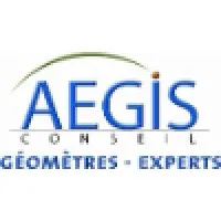 Voici le logo de la marque AEGIS CONSEIL GEOMETRES EXPERTS qui représente son identité graphique.