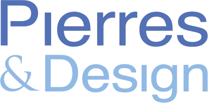 Voici le logo de la marque PIERRES ET DESIGN qui représente son identité graphique.
