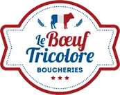 Voici le logo de la marque BOUCHERIE DES PIEDS DE RATS (Le boeuf tricolore) qui représente son identité graphique.