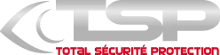 Voici le logo de la marque T.S.P. - TOTAL SECURITE PROTECTION (TSP) qui représente son identité graphique.