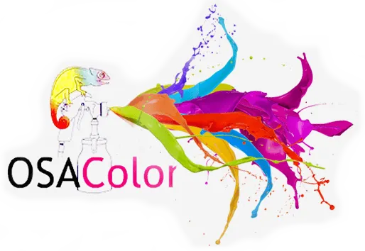 Voici le logo de la marque OSA COLOR SAS qui représente son identité graphique.