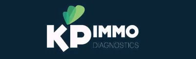 Voici le logo de la marque KP IMMO DIAGNOSTICS qui représente son identité graphique.