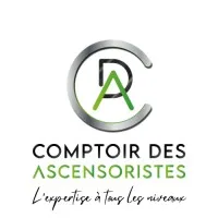 Voici le logo de la marque COMPTOIR DES ASCENSORISTES (CDA) qui représente son identité graphique.