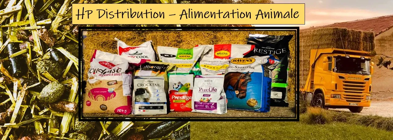 Voici le logo de la marque ALIMENTATION ANIMALE HP DISTRIBUTION qui représente son identité graphique.