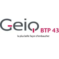 Voici le logo de la marque GROUPEMENT D'EMPLOYEURS POUR L'INSERTION ET LA QUALIFICATION BATIMENT ET TRAVAUX PUBLICS DE HAUTE-LOIRE (GEIQ BTP 43) qui représente son identité graphique.