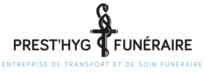 Voici le logo de la marque PREST'HYG FUNERAIRE qui représente son identité graphique.