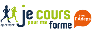 Voici le logo de la marque JE COURS POUR MA FORME qui représente son identité graphique.