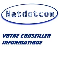 Voici le logo de la marque NETDOTCOM qui représente son identité graphique.