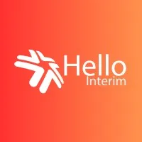 Voici le logo de la marque HELLO INTERIM qui représente son identité graphique.