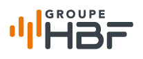 Voici le logo de la marque HBF GROUPE qui représente son identité graphique.