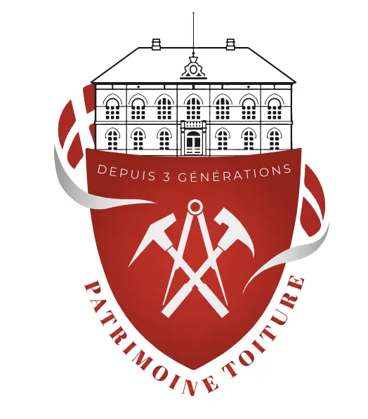 Voici le logo de la marque PATRIMOINE TOITURE qui représente son identité graphique.