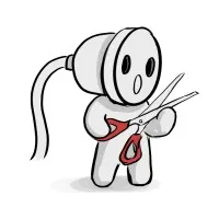 SCISSORS IN THE PLUG logo