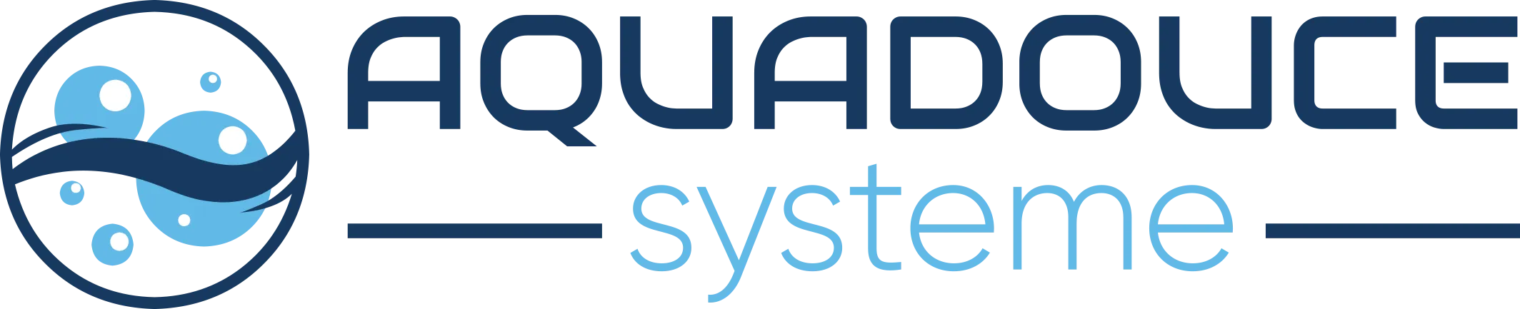 Voici le logo de la marque AQUADOUCE SYSTEME qui représente son identité graphique.
