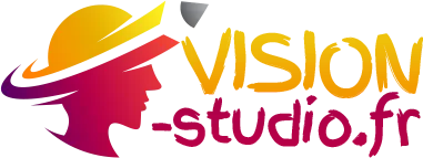 Voici le logo de la marque VISION STUDIO qui représente son identité graphique.