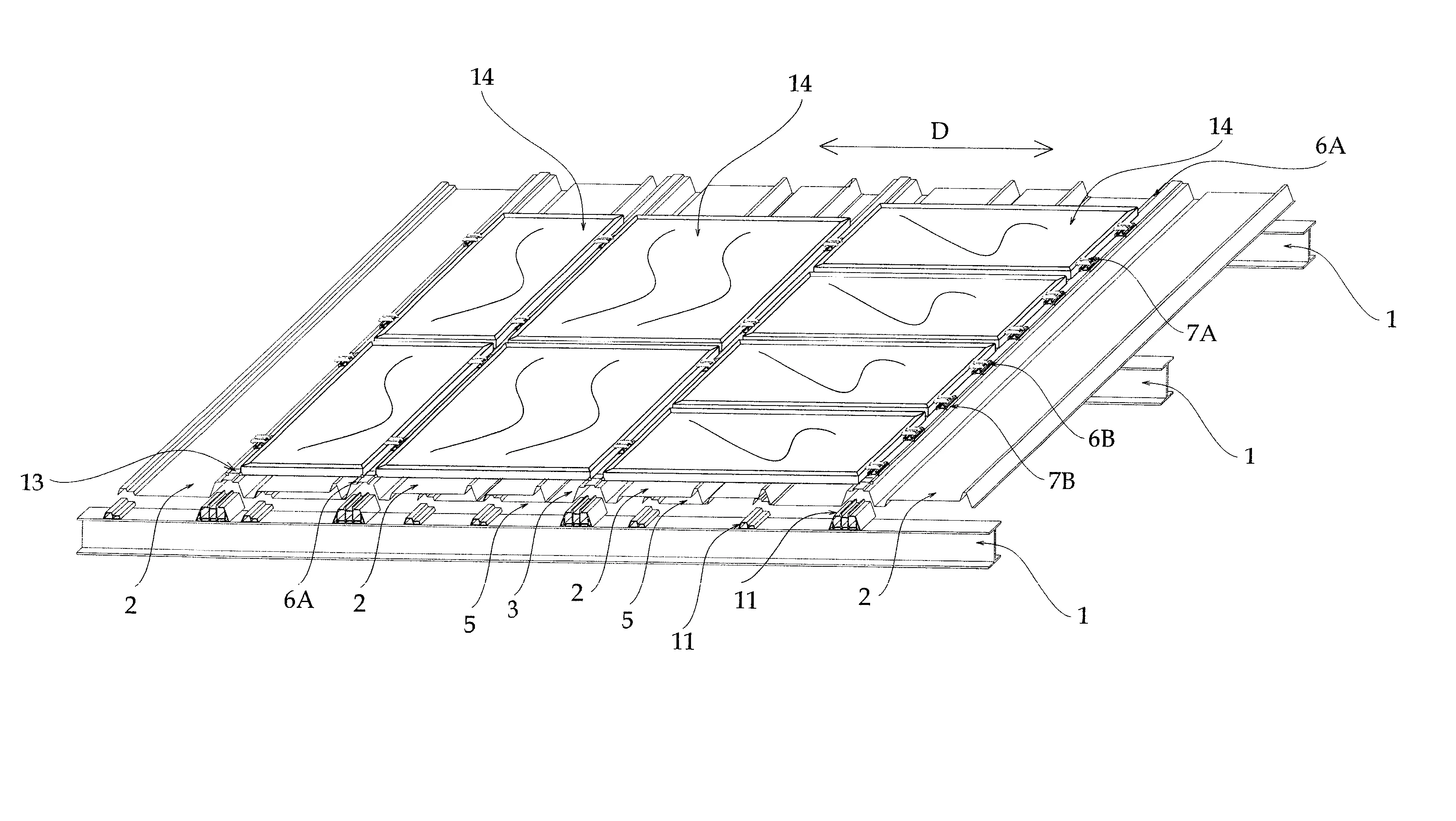 Structure support de panneau solaire en surface de construction