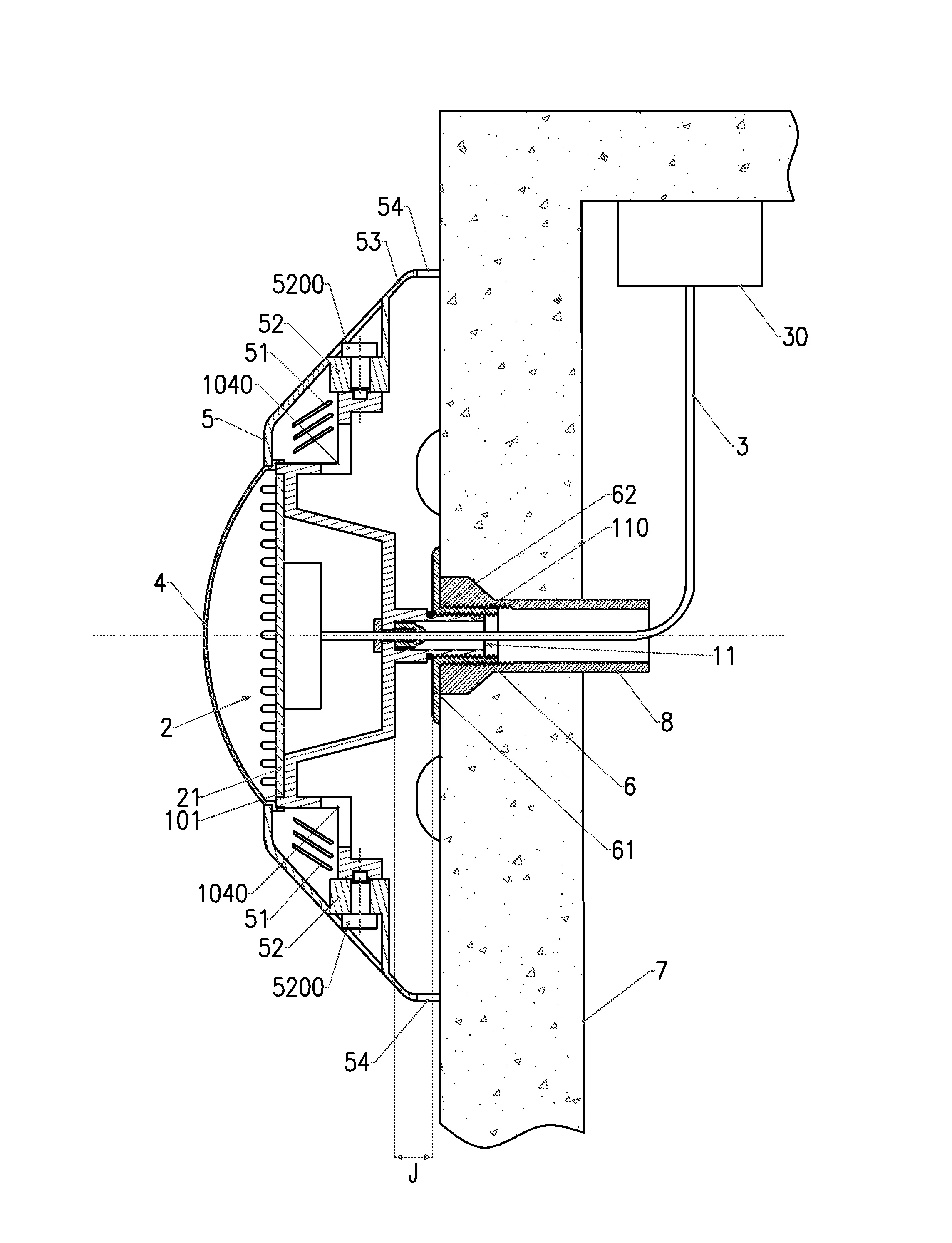 Dispositif d'eclairage pour piscine avec fixation sur une prise balai