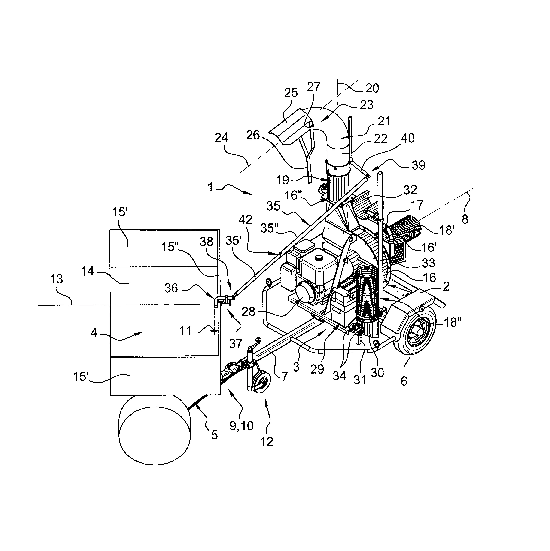 Dispositif aspirateur de dechets vegetaux ou autres
