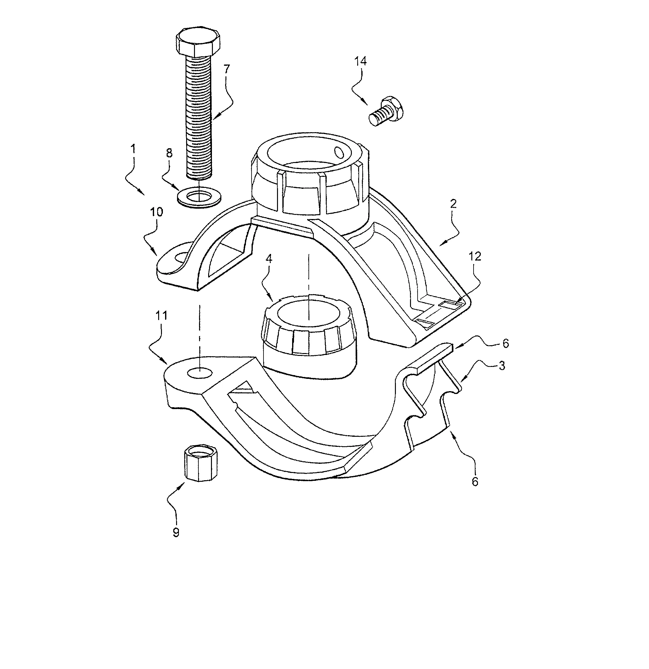 Collier de prise en charge rigide multi-diametres pour conduites plastiques ou rigides d'eau.