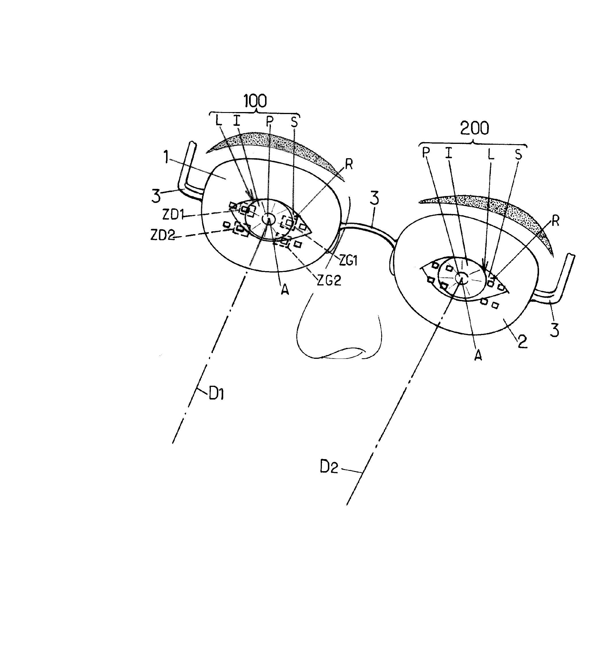 Paire de lunettes ophtalmiques adaptee pour caracteriser une convergence des yeux d'un porteur.
