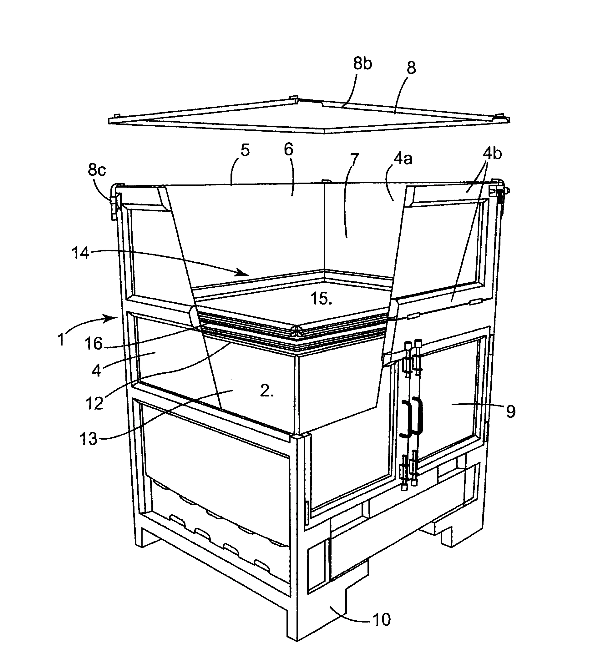 Conteneur rigide pour poche souple 3d destinee a contenir un fluide biopharmaceutique ; poche 3d destinee a un tel conteneur ; procede de mise en oeuvre.