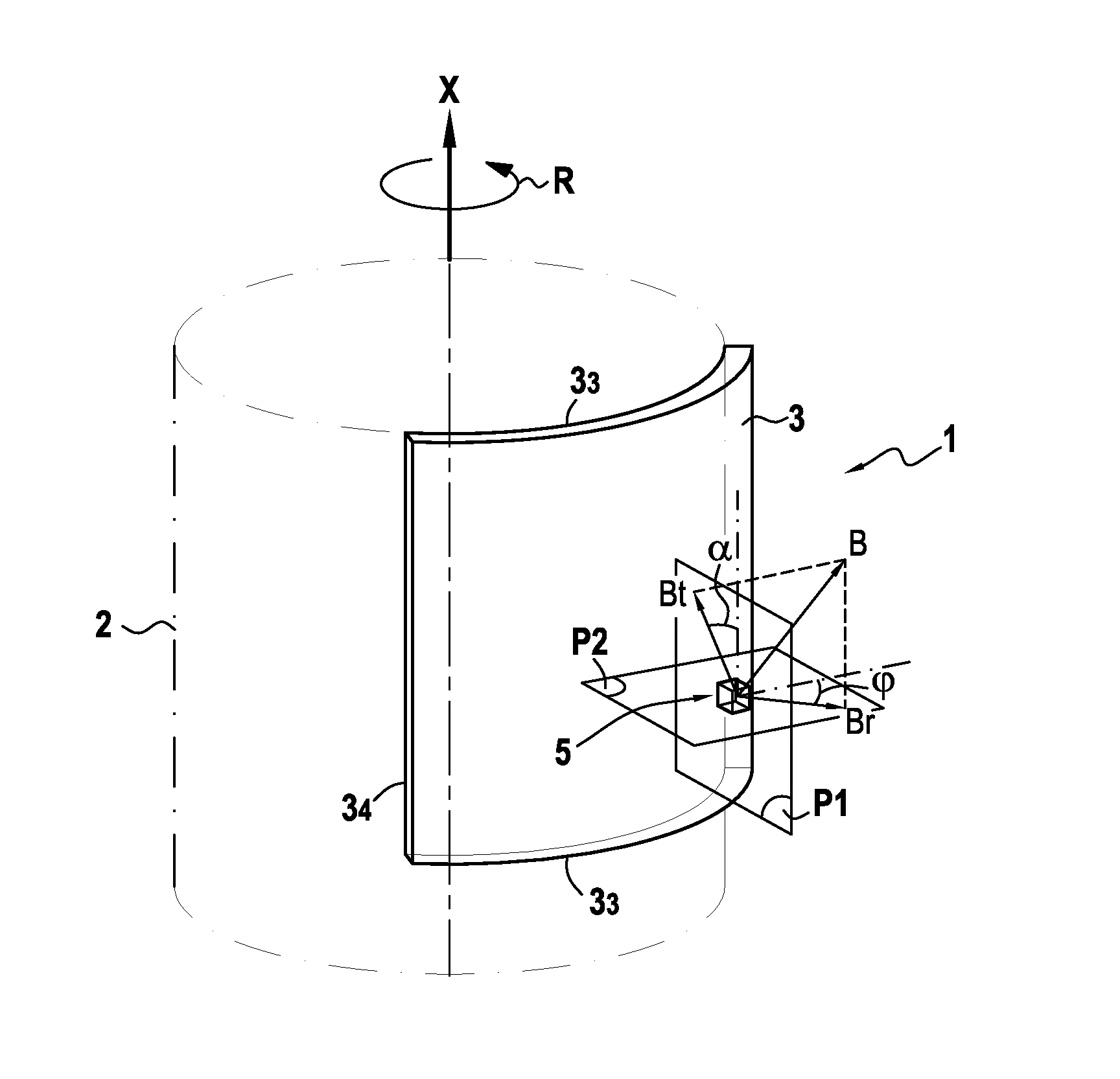 Capteur magnetique pour determiner la position et l'orientation d'une cible