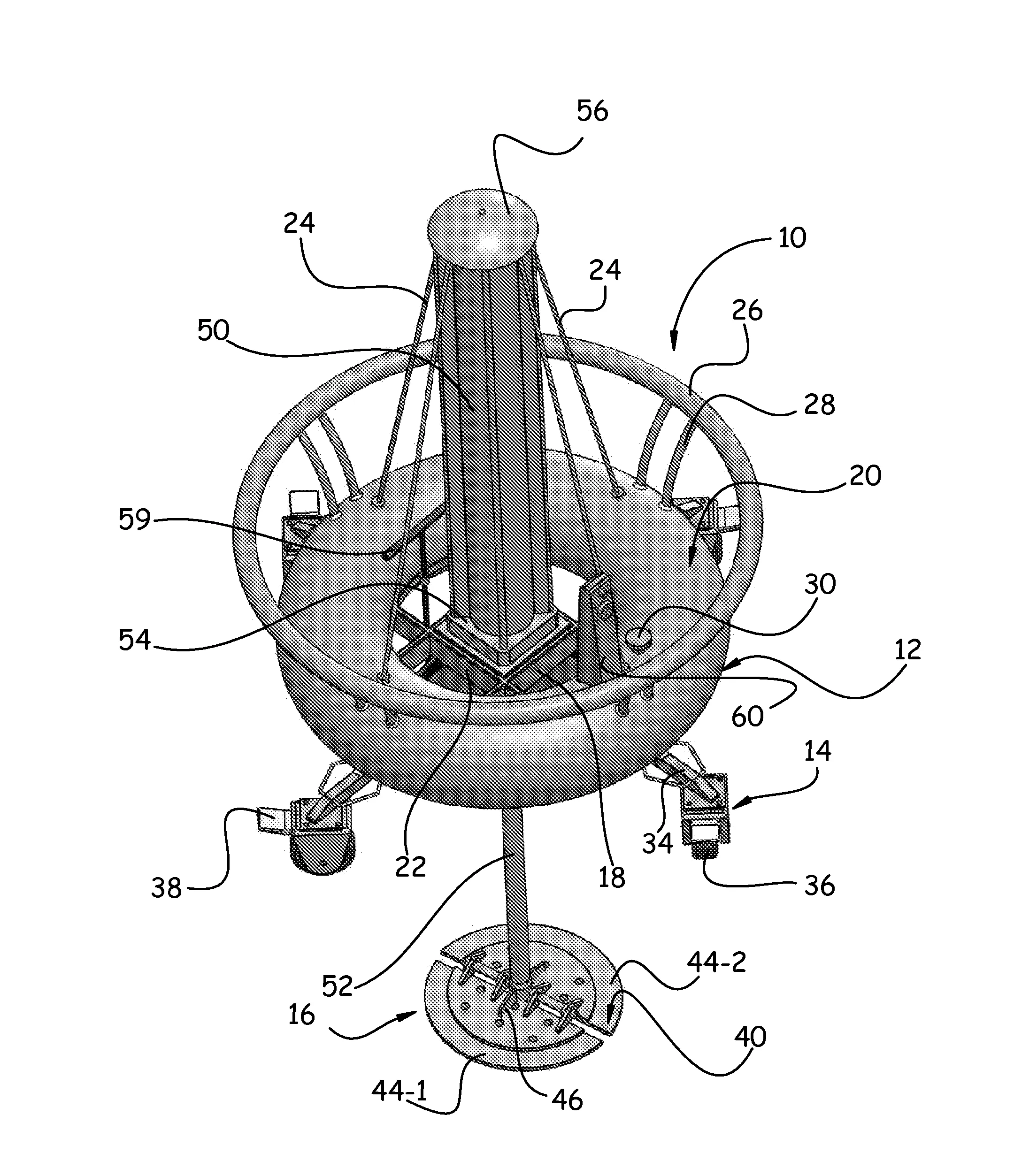 Dispositif mobile de pigeage d'une cuve vinicole