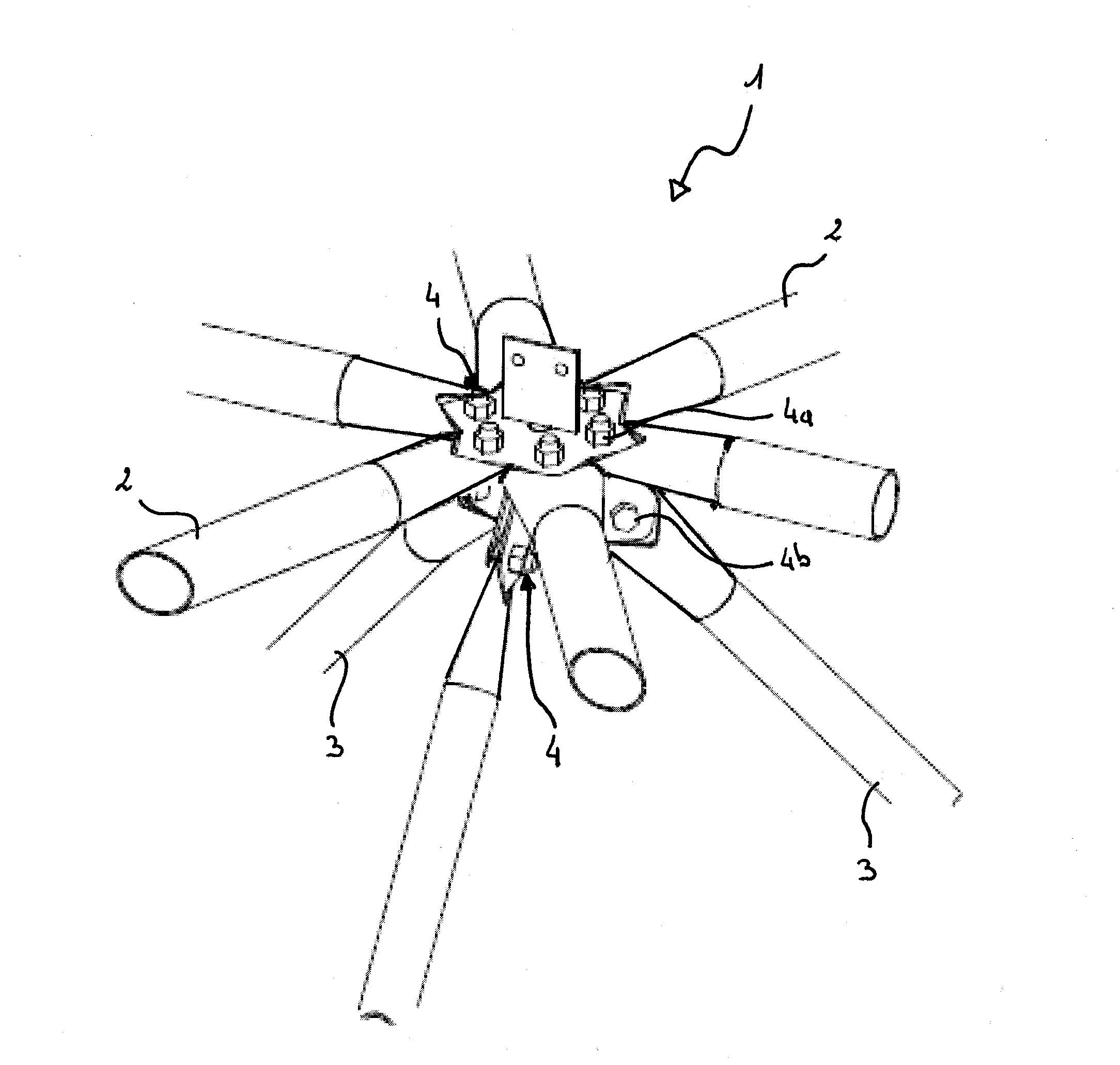 Structure de charpente tridimensionnelle, noeud d'assemblage de barres pour celle-ci, procede de fabrication de barres pour celle-ci
