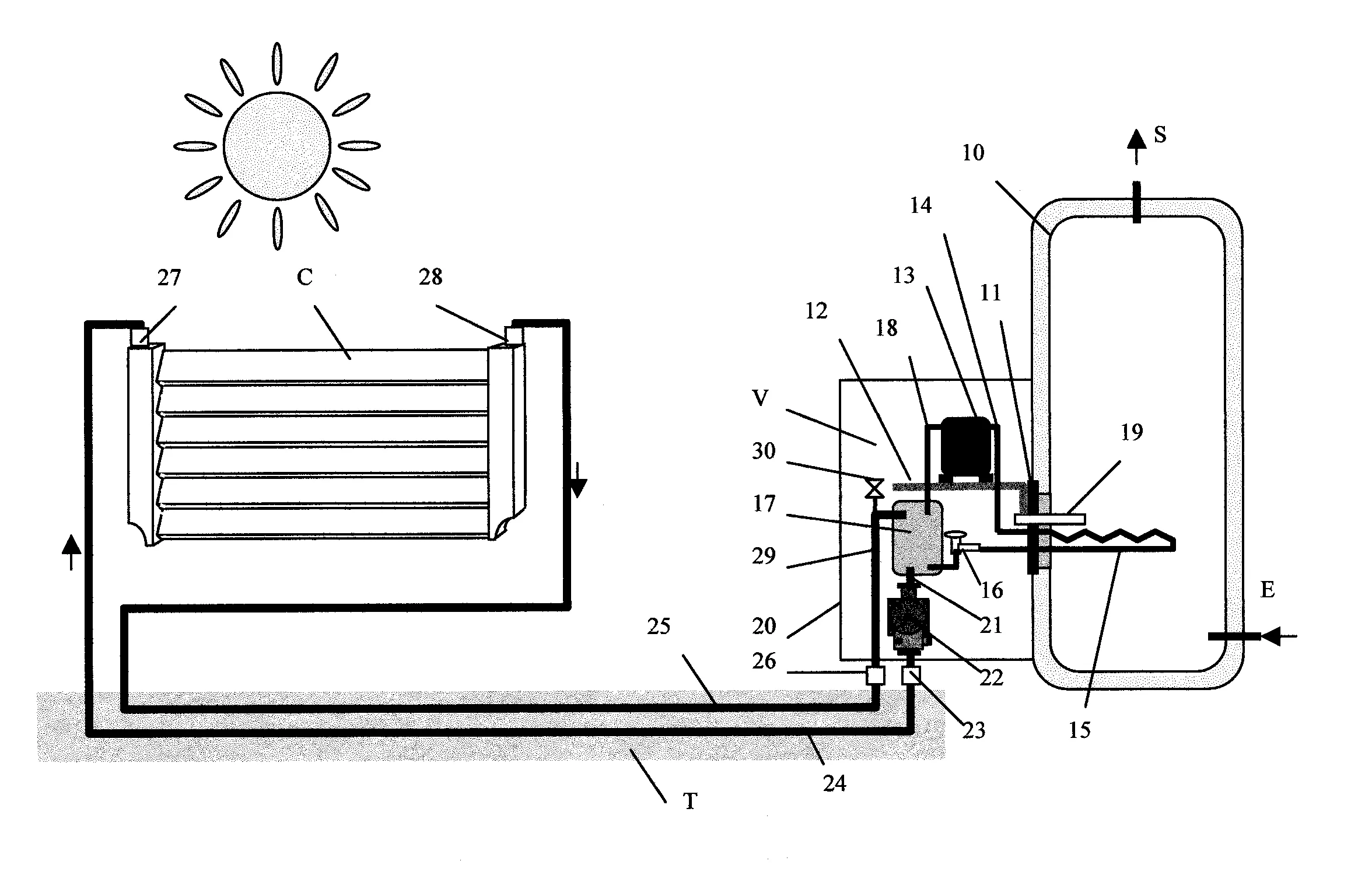 Systeme de capteur atmospherique sans vitrage et pompe a chaleur