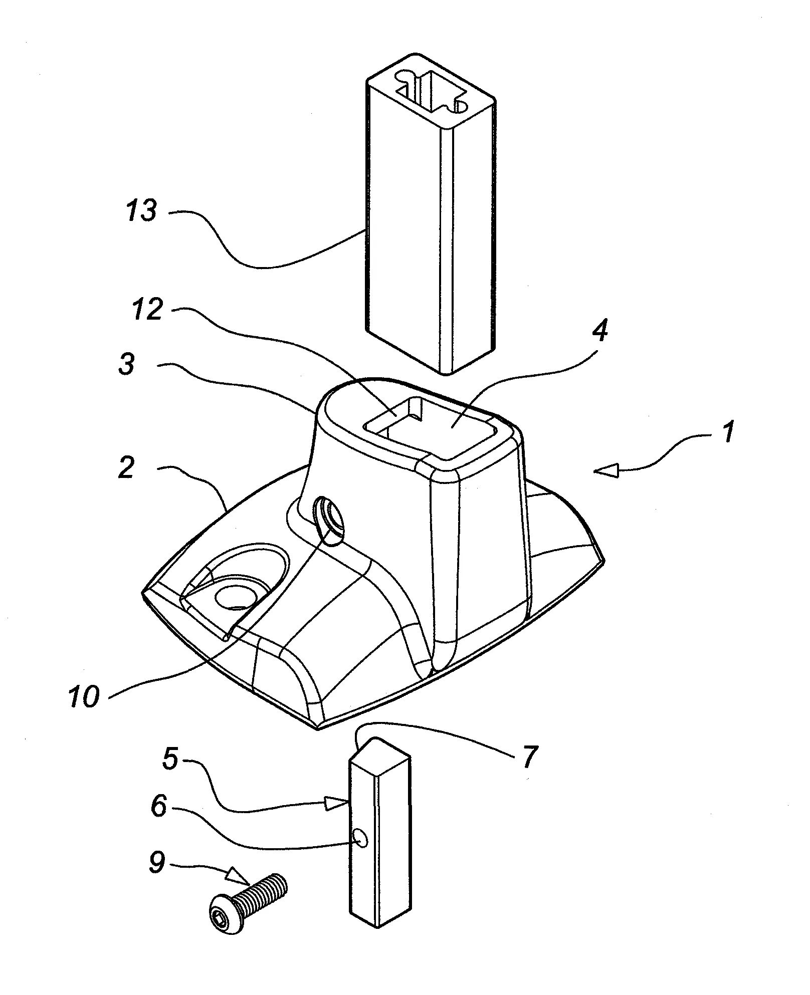 Dispositif pour la fixation d'un montant de garde-corps a une surface quelconque, en particulier a un ouvrage tel que mur, muret, dalle, acrotere ou autre.