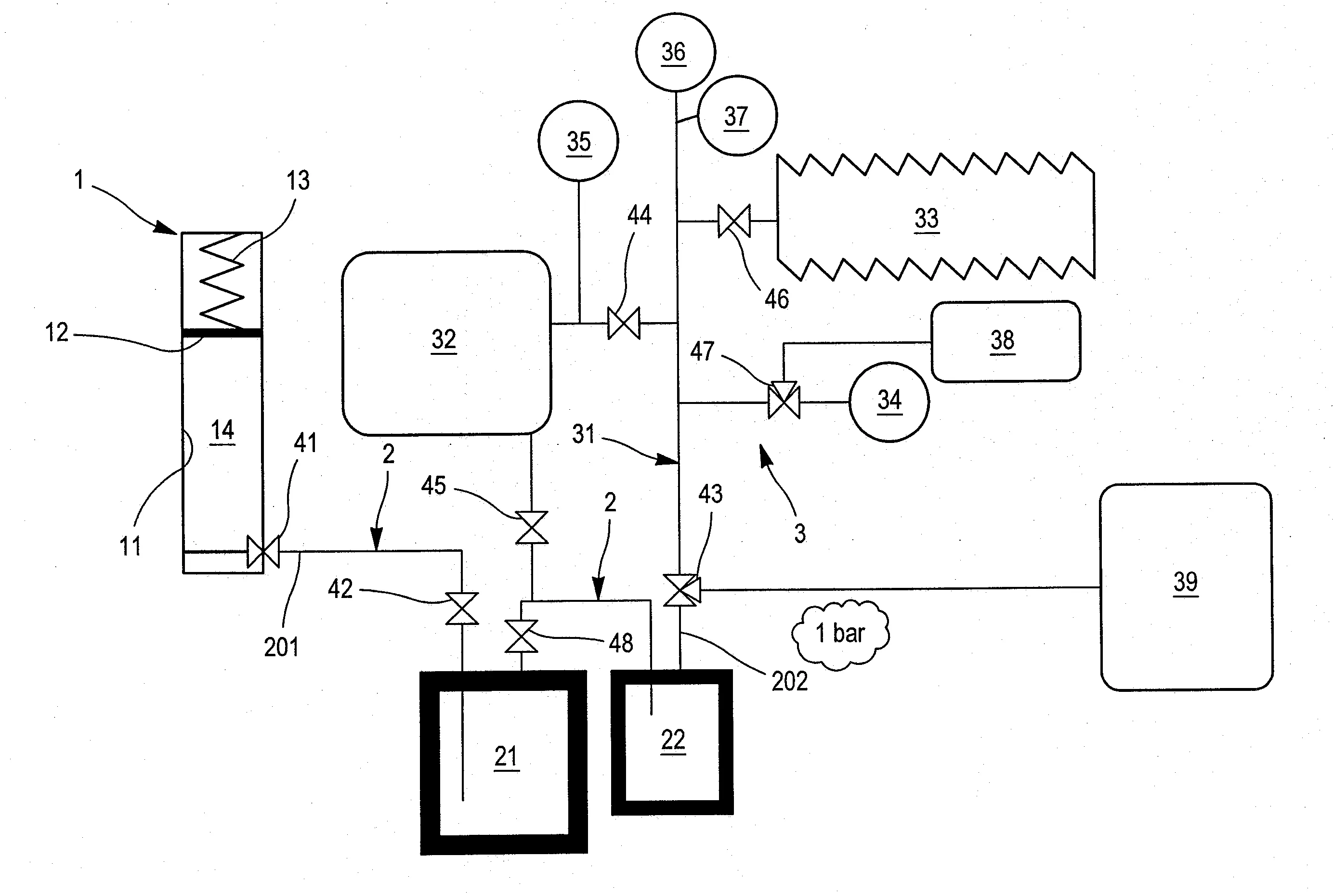 Installation et procede de caracterisation de gaz dissous dans un liquide