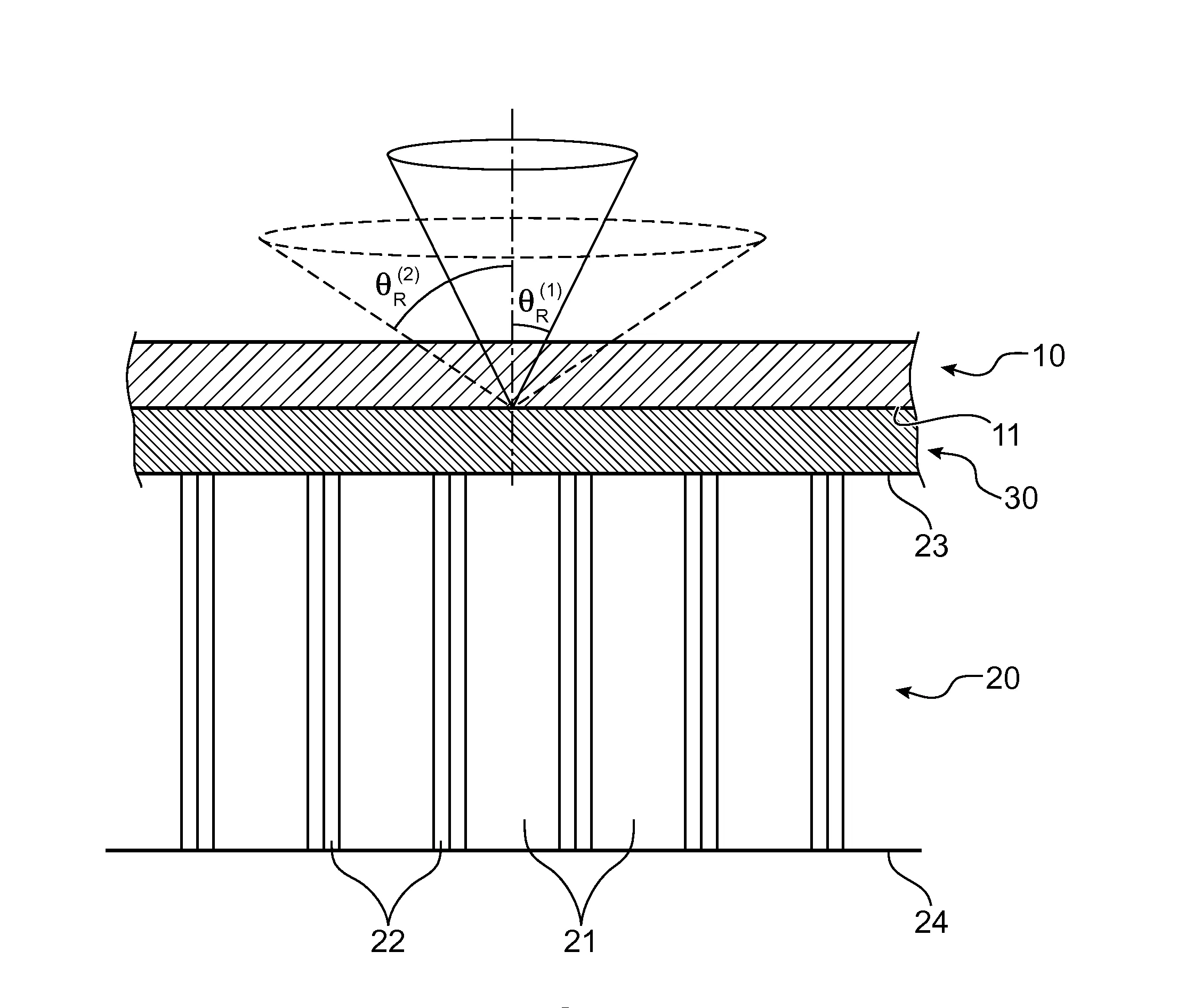 Ecran phosphore a fibres optiques comportant un filtre angulaire.