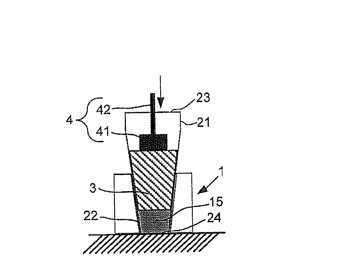 Procede et dispositif de fabrication d'au moins un bloc de construction integrant un materiau isolant