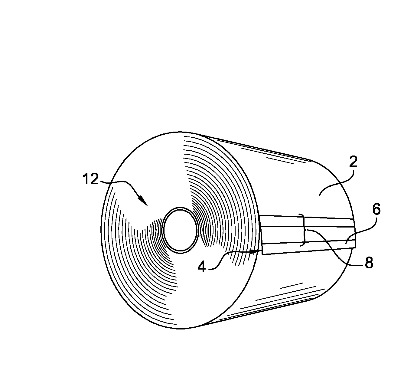 Systeme de distribution d'une bande de produit absorbant enroulee en un rouleau conforme