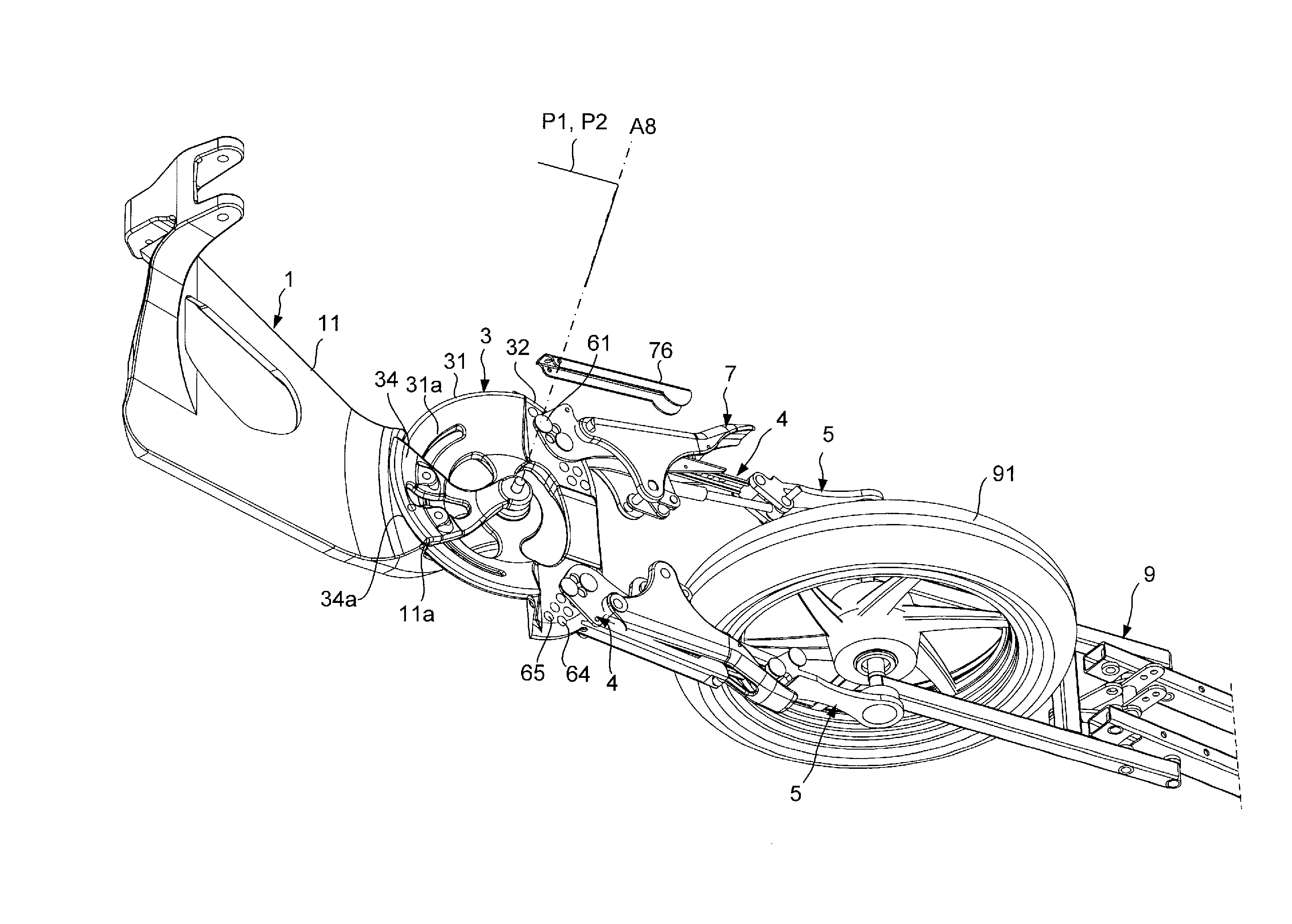 Remorque pour vehicule deux-roues avec systeme d'attelage particulier