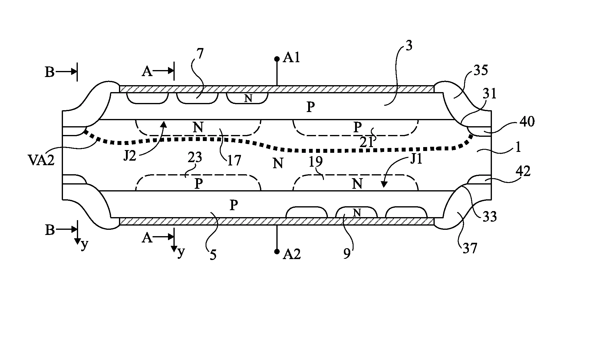 Diode de shockley bidirectionnelle de type mesa