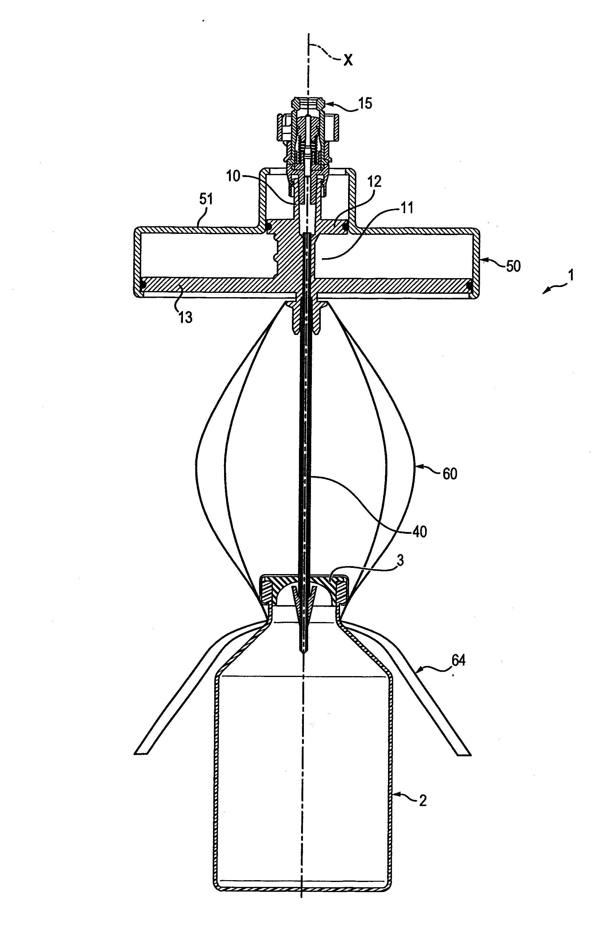 Dispositif d'interfacage d'un instrument d'injection de fluide et d'un flacon a perforer et procede d'utilisation associe
