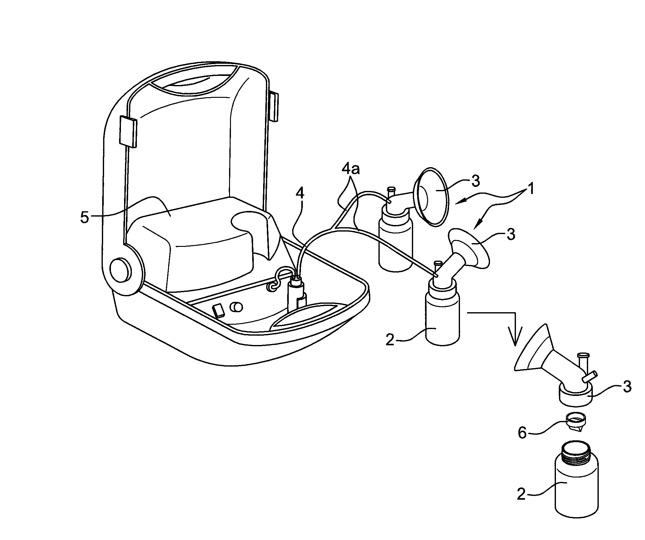 Dispositif d'expression de lait maternel equipe d'une teterelle double