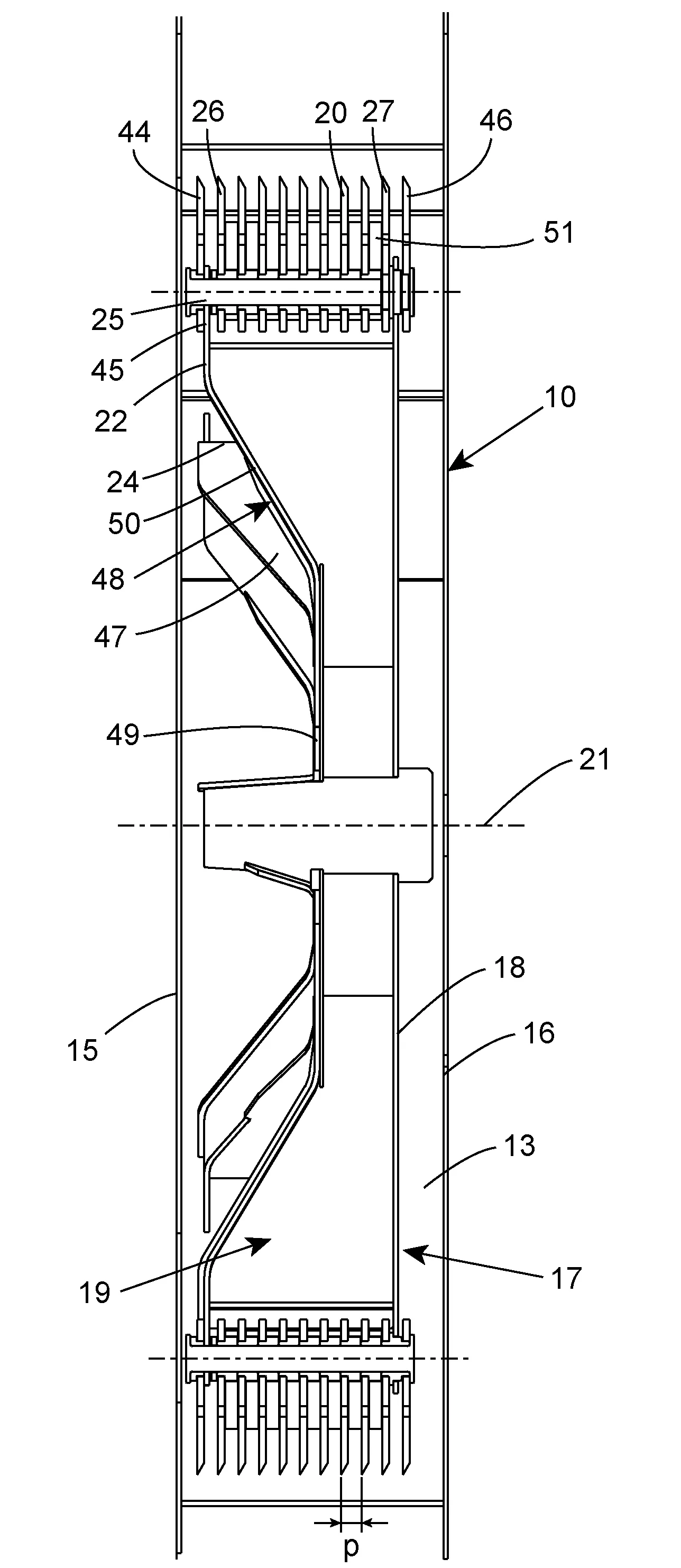 Machine de distribution comportant une turbine et un carter d'ejection perfectionnes