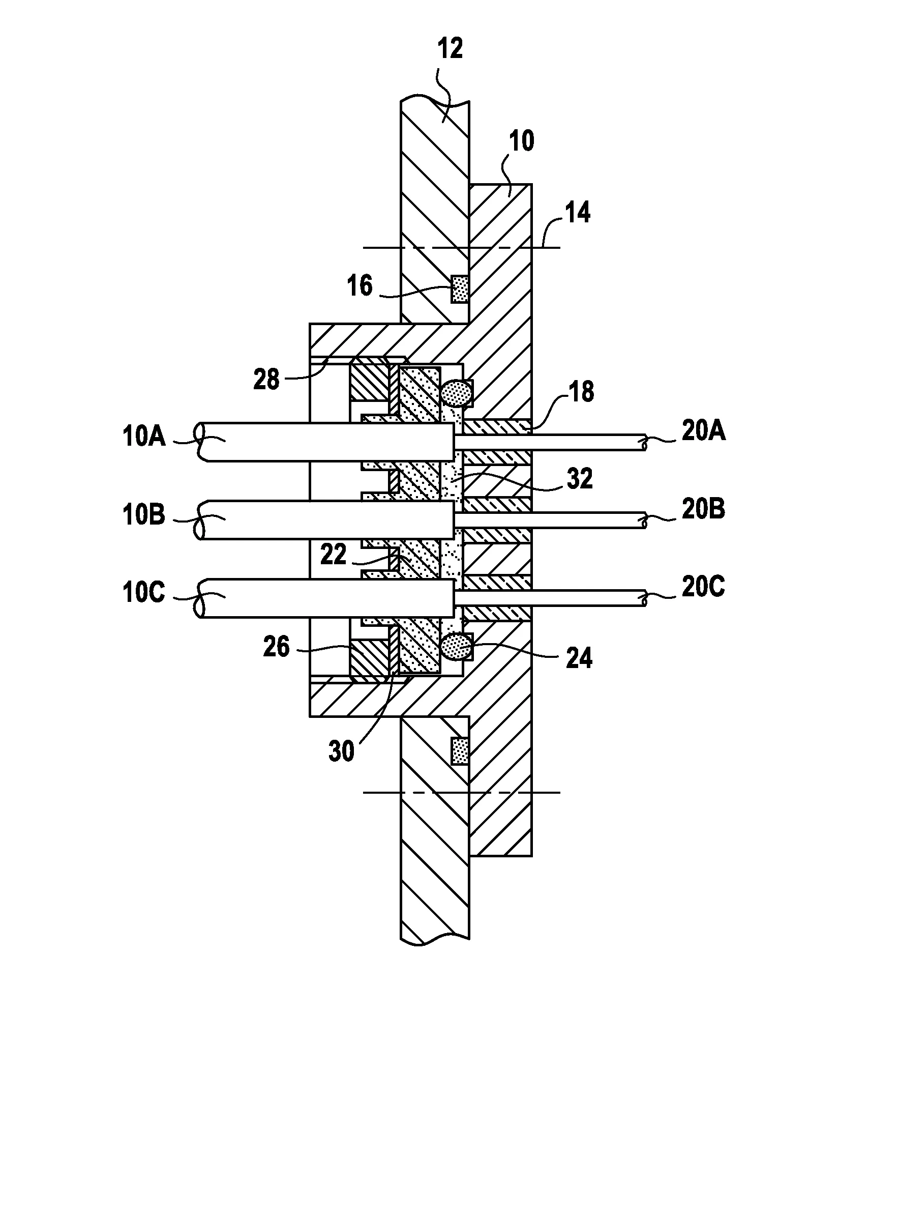 Connecteur electrique etanche pour paliers magnetiques