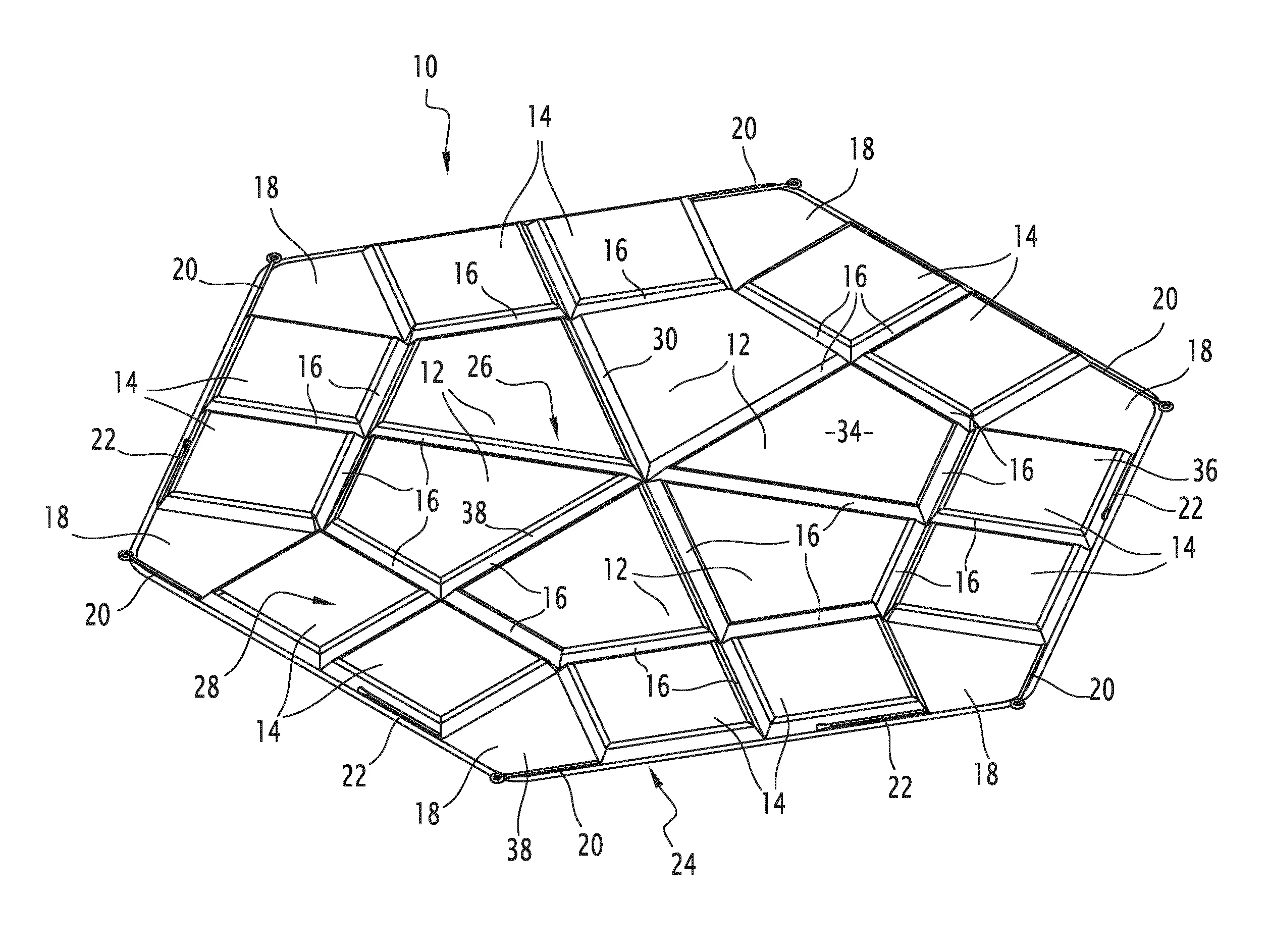 Matelas d'eveil et d'activite forme de panneaux rigides articules, et procede de fabrication d'un tel matelas