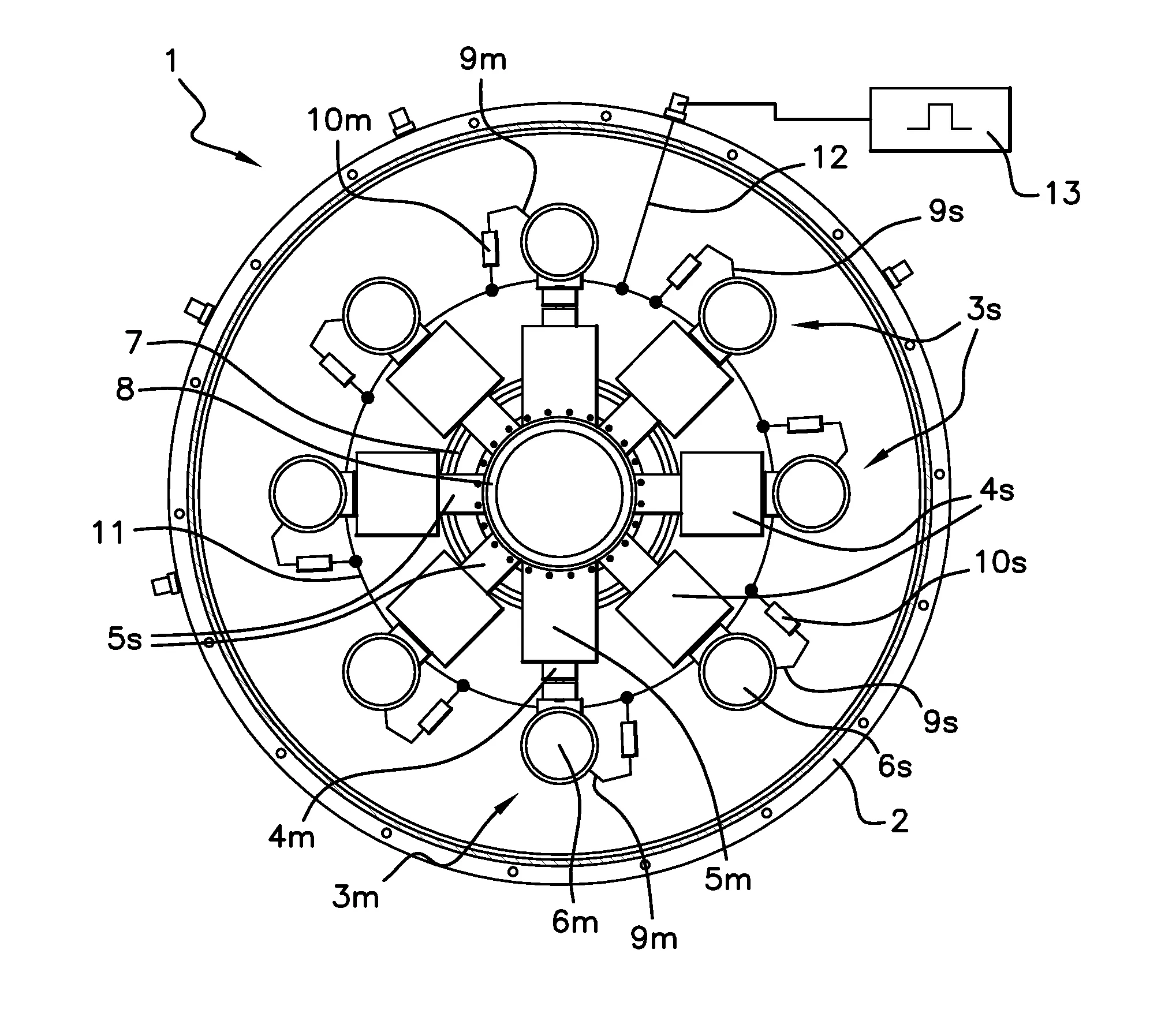 Generateur d'impulsions de forte puissance de forme sensiblement quadrangulaire a pente reglable