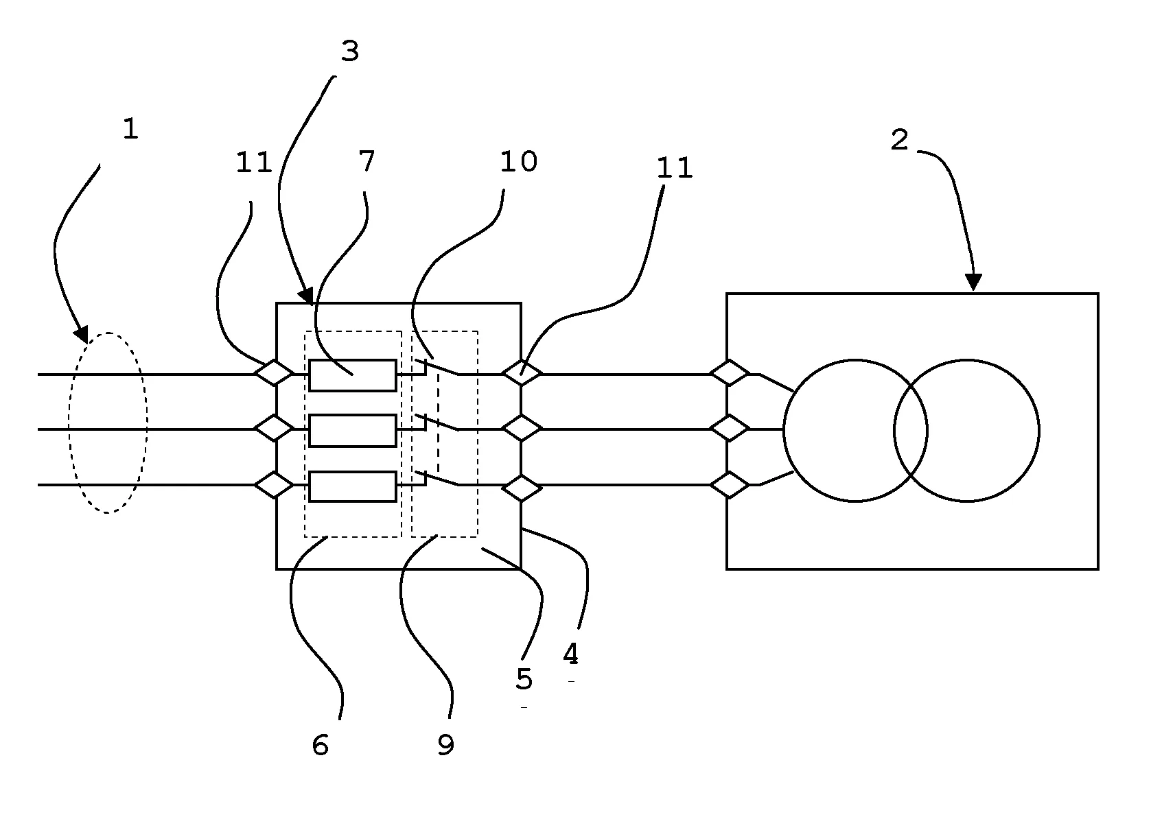Dispositif de protection d'un appareil electronique alimente par un reseau polyphase