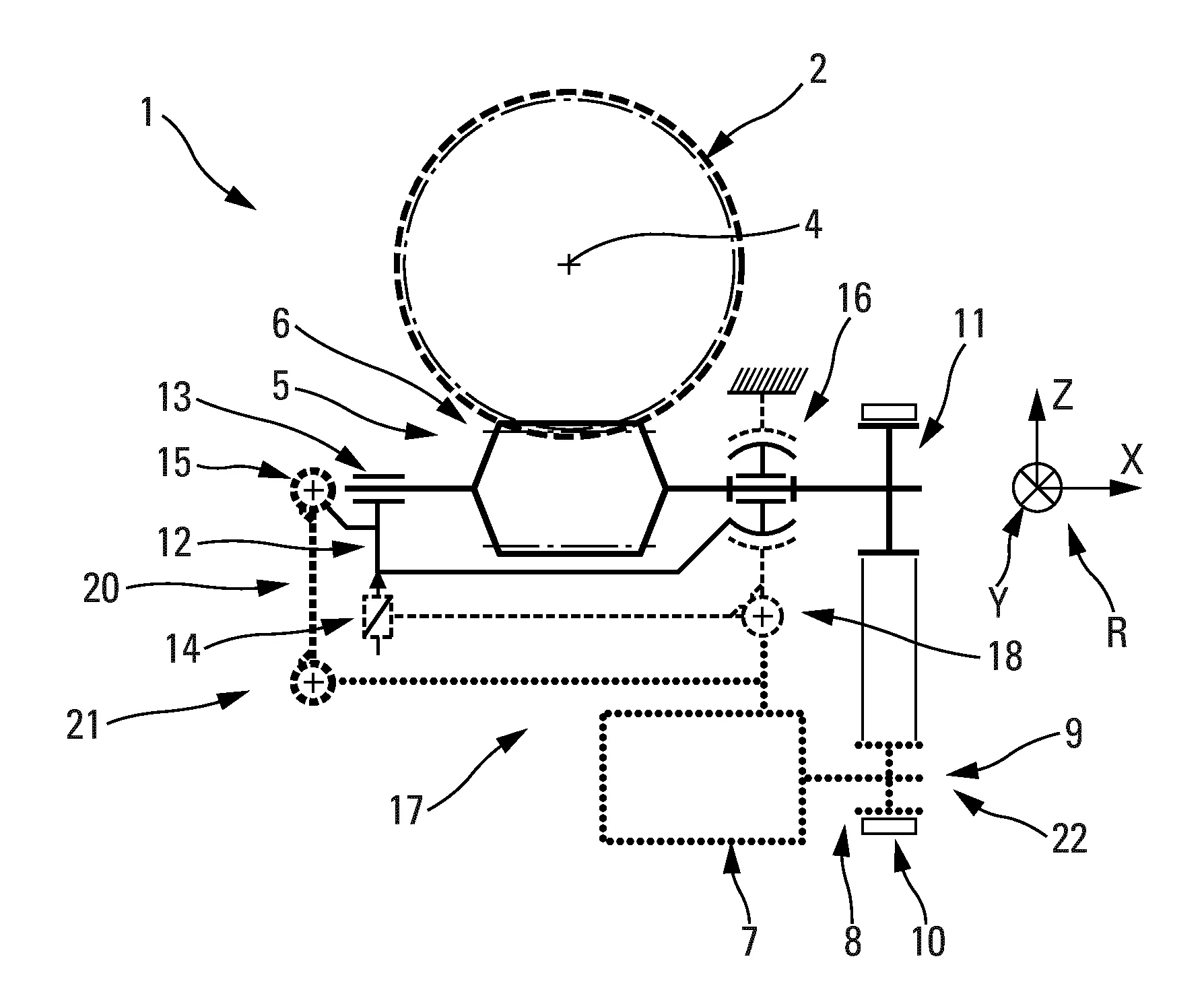 Dispositif d'entrainement en rotation d'une roue dentee, notamment d'un plateau rotatif.