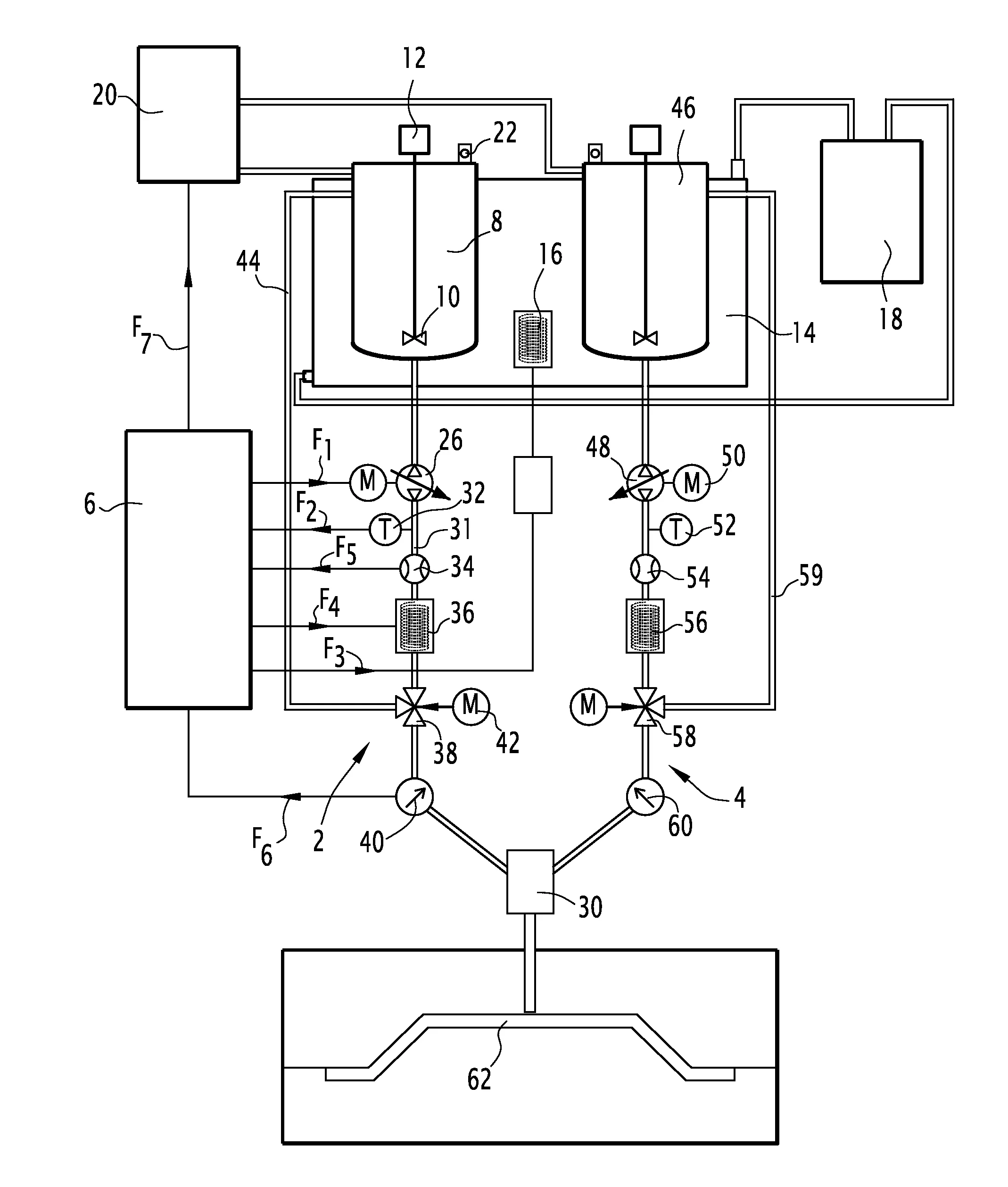 Dispositif et procede de melange d'au moins deux materiaux thermoplastiques presentant un ratio massique regule