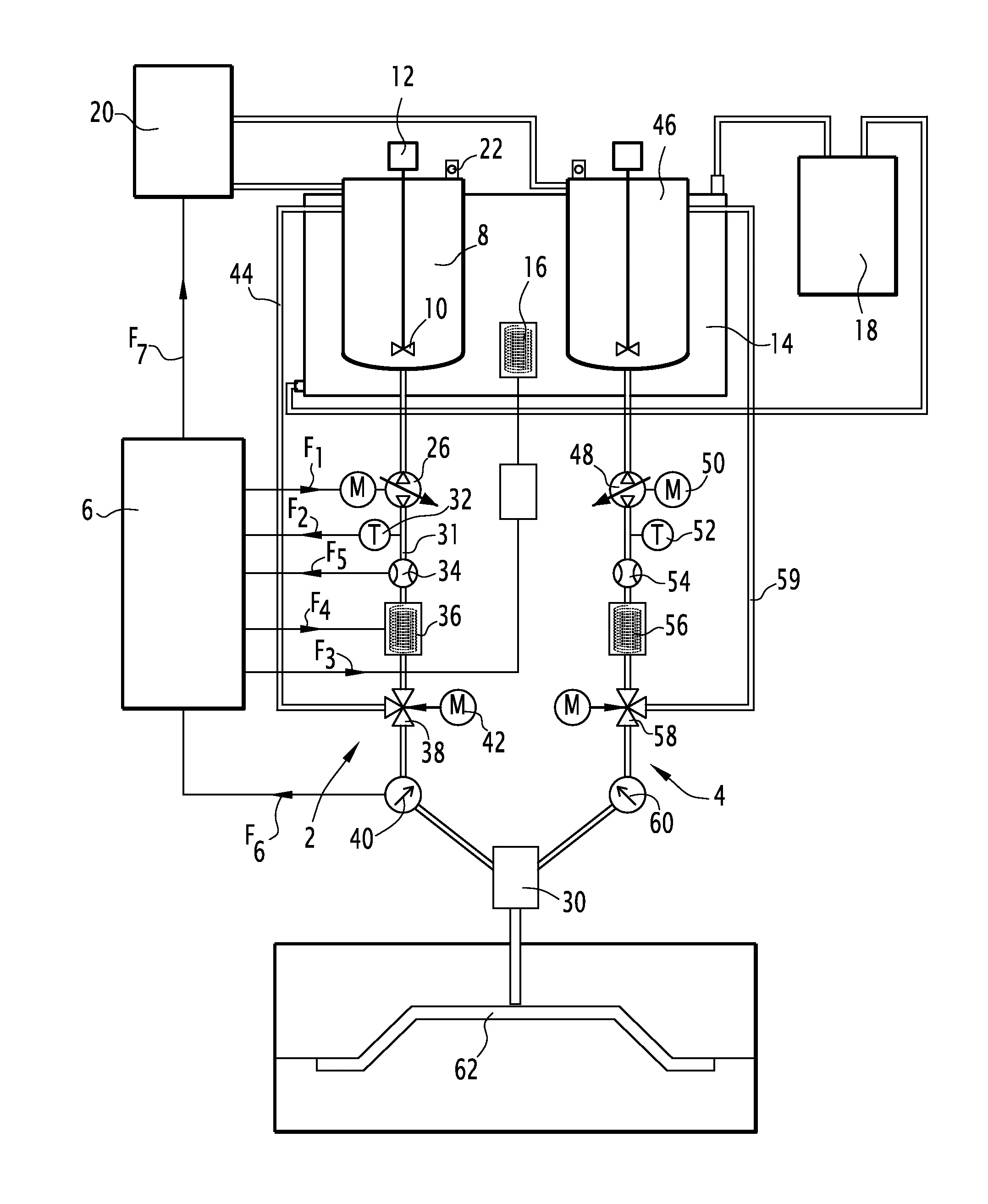 Dispositif et procede de melange d'au moins deux materiaux thermoplastiques presentant une viscositee regulee