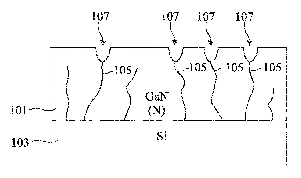 Procede de traitement d'une couche de nitrure de gallium comportant des dislocations