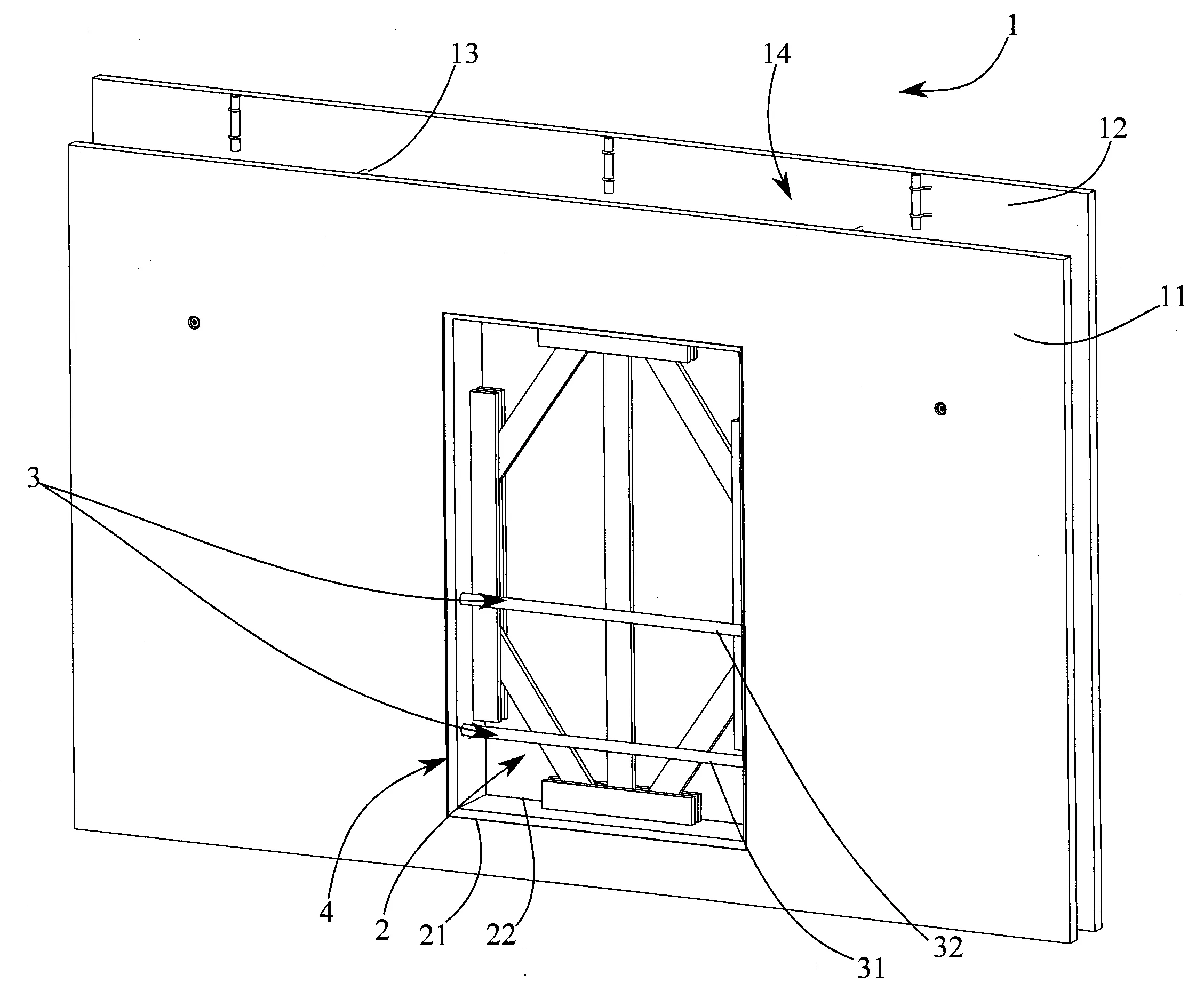 Mur comportant une ouverture securisee, dispositif de coffrage d'une telle ouverture et procede de fabrication d'un tel mur